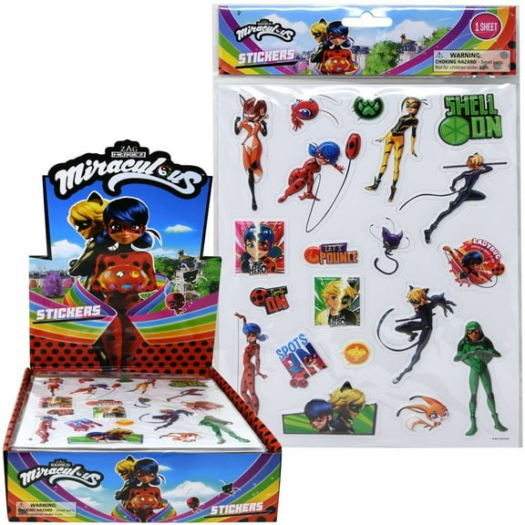 6 PC Miraculous Ladybug Raised Sticker Sheet in Display
