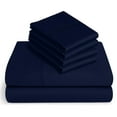 thumbnail image 1 of 6-PC Pure Giza Cotton Full XL Size, Navy Blue Color Bedsheet Set - 300-Thread-Count, 12-inch deep pockets [1 flat sheet, 1 fitted sheet, 2 pillowcases], 1 of 7