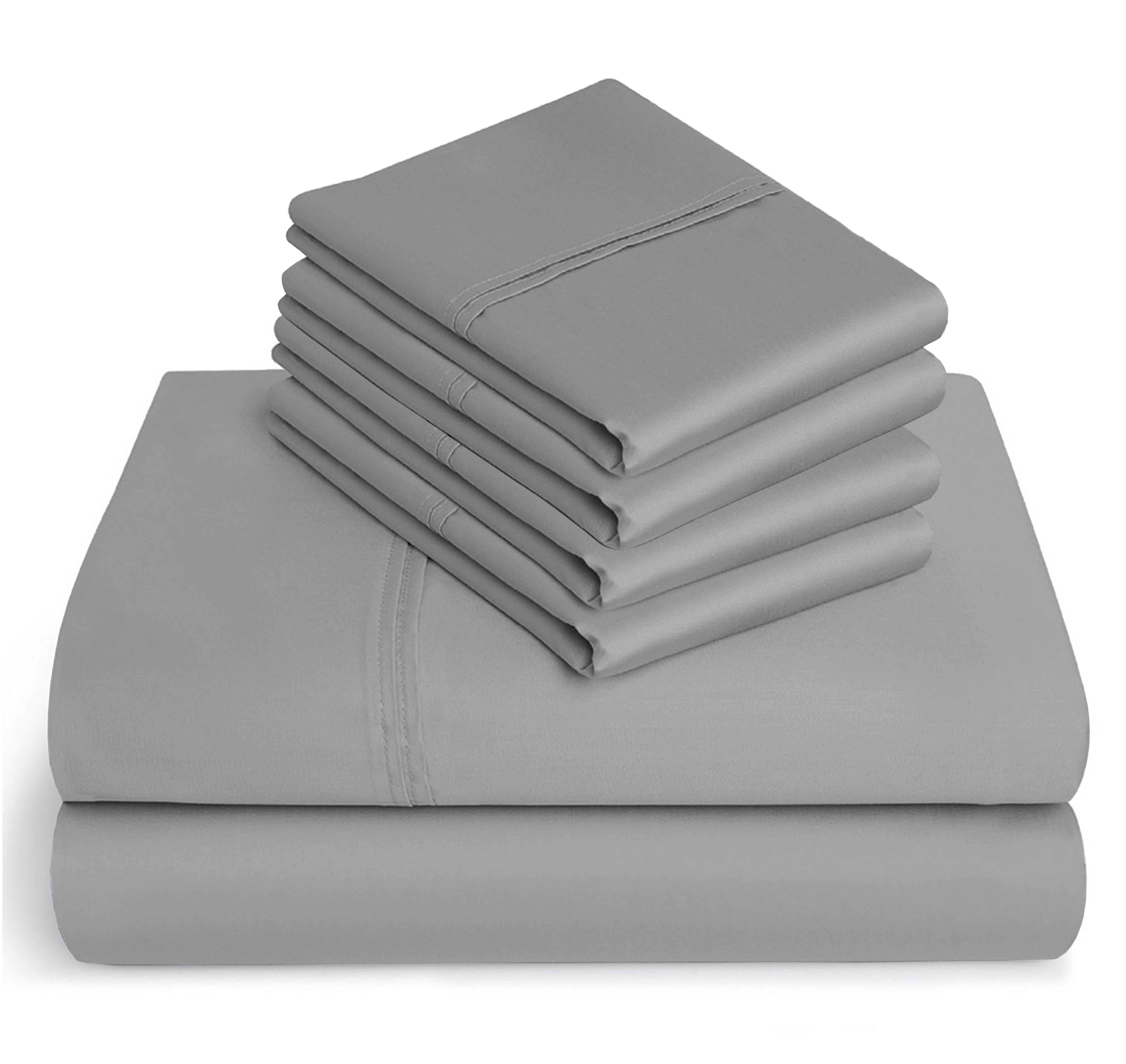 6PC Pure Giza Cotton King Size, Silver Grey Color Bedsheet Set 300