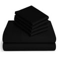 thumbnail image 1 of 6-PC Pure Giza Cotton Queen Size, Black Color Bedsheet Set - 300-Thread-Count, 15-inch deep pockets [1 flat sheet, 1 fitted sheet, 2 pillowcases], 1 of 7