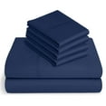 thumbnail image 1 of 6-PC Pure Giza Cotton Queen Size, Mediterranean Blue Color Bedsheet Set - 300-Thread-Count, 12-inch deep pockets [1 flat sheet, 1 fitted sheet, 2 pillowcases], 1 of 7