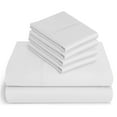 thumbnail image 1 of 6-PC Pure Giza Cotton Queen Size, White Color Bedsheet Set - 600-Thread-Count, 12-inch deep pockets [1 flat sheet, 1 fitted sheet, 2 pillowcases], 1 of 7