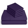 thumbnail image 1 of 6-PC Pure Giza Cotton Short Queen Size, Plum Color Bedsheet Set - 300-Thread-Count, 12-inch deep pockets [1 flat sheet, 1 fitted sheet, 2 pillowcases], 1 of 7