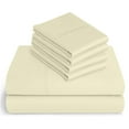 thumbnail image 1 of 6-PC Pure Giza Cotton Split King Size, Ivory Color Bedsheet Set - 600-Thread-Count, 15-inch deep pockets 7-PC [1 flat sheet, 2 fitted sheets, 2 pillowcases], 1 of 7