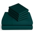 thumbnail image 1 of 6-PC Pure Giza Cotton Twin Size, Teal Blue Color Bedsheet Set - 300-Thread-Count, 12-inch deep pockets [1 flat sheet, 1 fitted sheet, 2 pillowcases], 1 of 7