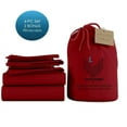 thumbnail image 1 of 6-PC Queen Organic 800-TC Cotton Sheet Set - 18" Deep Pockets with 4 Pillowcases - Burgundy, 1 of 7