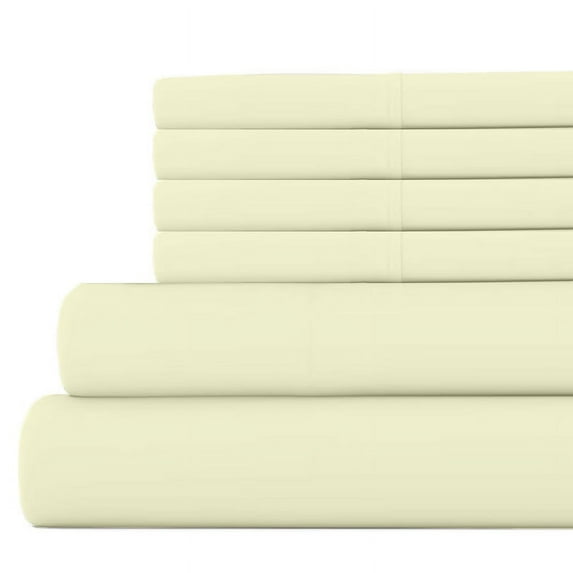 6-PC Queen Size Ivory Color Giza 800-Thread-Count Cotton Sheet Set - 18 Inch Deep Pockets