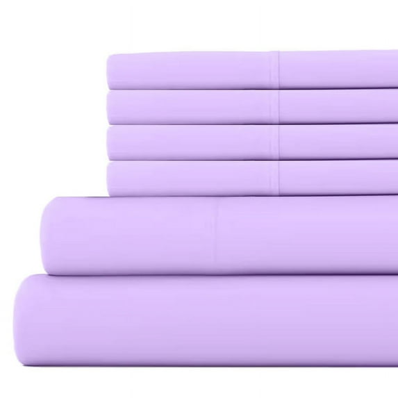 6-PC Queen XL Size Lilac Color Giza 800-Thread-Count Cotton Sheet Set - 15 Inch Deep Pockets
