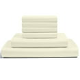 thumbnail image 1 of 6-PC RV King Egyptian 300-TC Cotton Sheet Set - 18" Deep Pockets with 1 Fitted Sheet, 1 Oversized Flat Sheet 4 Pillowcases - Ivory, 1 of 7