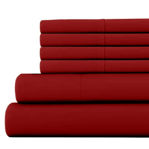 6-PC RV King Size Burgundy Color Giza 1000-Thread-Count Cotton Sheet Set - 15 Inch Deep Pockets