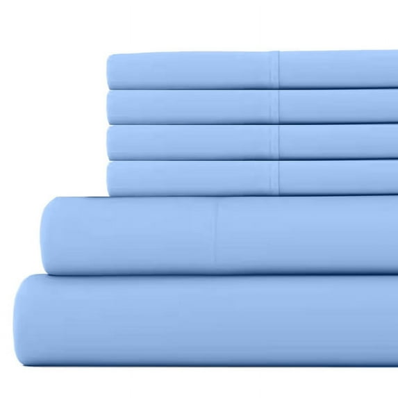 6-PC RV King Size Light Blue Color Giza 800-Thread-Count Cotton Sheet Set - 12 Inch Deep Pockets