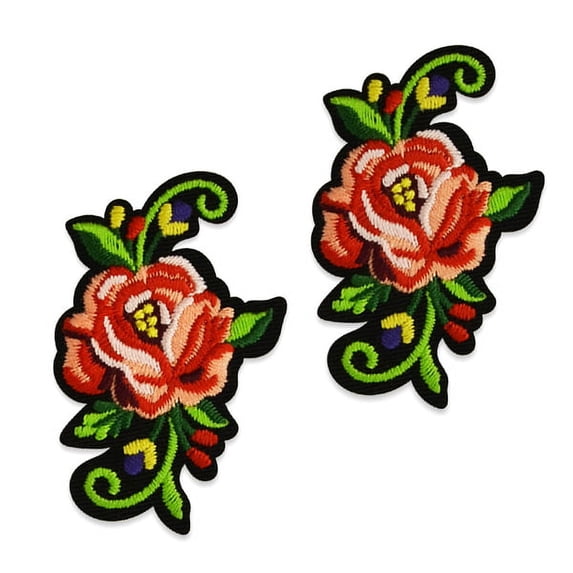 6 PC Regina Rose Embroidered Iron-On Patch Appliques