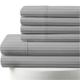 thumbnail image 1 of 6-PC Sheet Set - 1000 Thread Count, 100% Egyptian Cotton [1 Flat, 1 Fitted, 4 Pillowcases] 1000-TC Long Staple Cotton, Fits 10" Deep Pockets - Short Queen Size, Light Grey Stripe Color, 1 of 7
