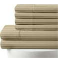 thumbnail image 1 of 6-PC Sheet Set - 1000 Thread Count, 100% Egyptian Cotton [1 Flat, 1 Fitted, 4 Pillowcases] 1000-TC Long Staple Cotton, Fits 12" Deep Pockets - Alaskan King Size, Taupe Stripe Color, 1 of 7