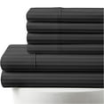 thumbnail image 1 of 6-PC Sheet Set - 1000 Thread Count, 100% Egyptian Cotton [1 Flat, 1 Fitted, 4 Pillowcases] 1000-TC Long Staple Cotton, Fits 18" Deep Pockets - Queen-XL Size, Dark Grey Stripe Color, 1 of 7