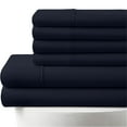 thumbnail image 1 of 6-PC Short King Egyptian 700-TC Cotton Sheet Set - 10" Deep Pockets with 1 Fitted Sheet, 1 Oversized Flat Sheet 4 Pillowcases - Navy Blue, 1 of 7