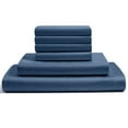 thumbnail image 1 of 6-PC Short Queen Egyptian 300-TC Cotton Sheet Set - 12" Deep Pockets with 1 Fitted Sheet, 1 Oversized Flat Sheet 4 Pillowcases - Mediterranean Blue, 1 of 7