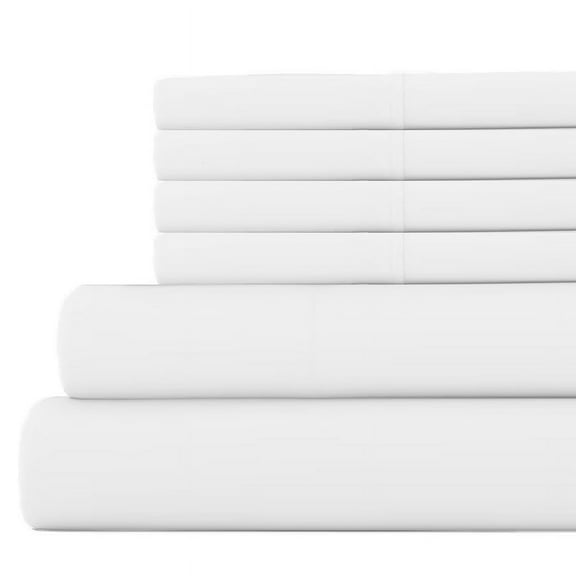 6-PC Short Queen Size White Color Giza 1000-Thread-Count Cotton Sheet Set - 18 Inch Deep Pockets