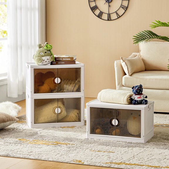 6 PC Stackable Storage Box with Wheels,48 gallon Muti-use Organizer for Kitchen Bedroom Livingroom Room