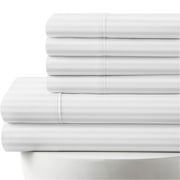 6-PC Striped Sheet Set - 1000 Thread Count, 100% Egyptian Cotton, 1000-TC, 12" Deep Pockets - Twin Size, White Stripe Color
