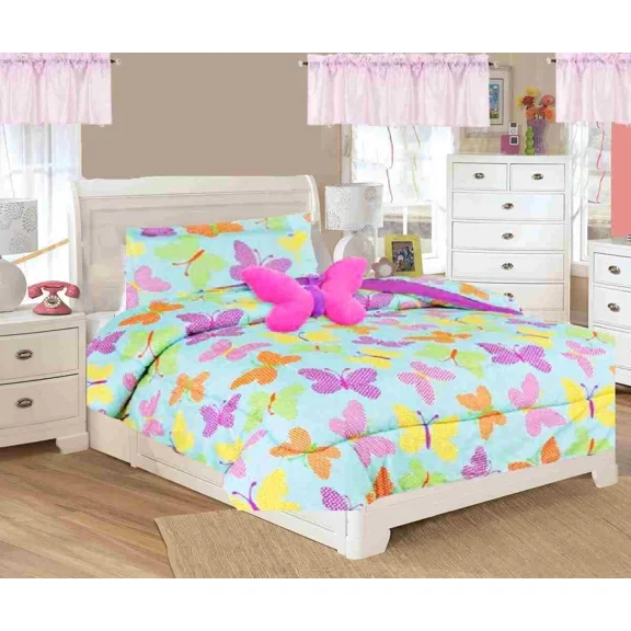 6-PC Twin Complete Bed in Bag Comforter Bedding Decor Butterflies Turquoise Multicolor