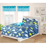 6-PC Twin Complete Bed in Bag Comforter Bedding Decor Dinosaur Green Blue