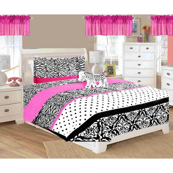 6-PC Twin Complete Bed in Bag Comforter Bedding Decor Mosaic Stripe Zebra