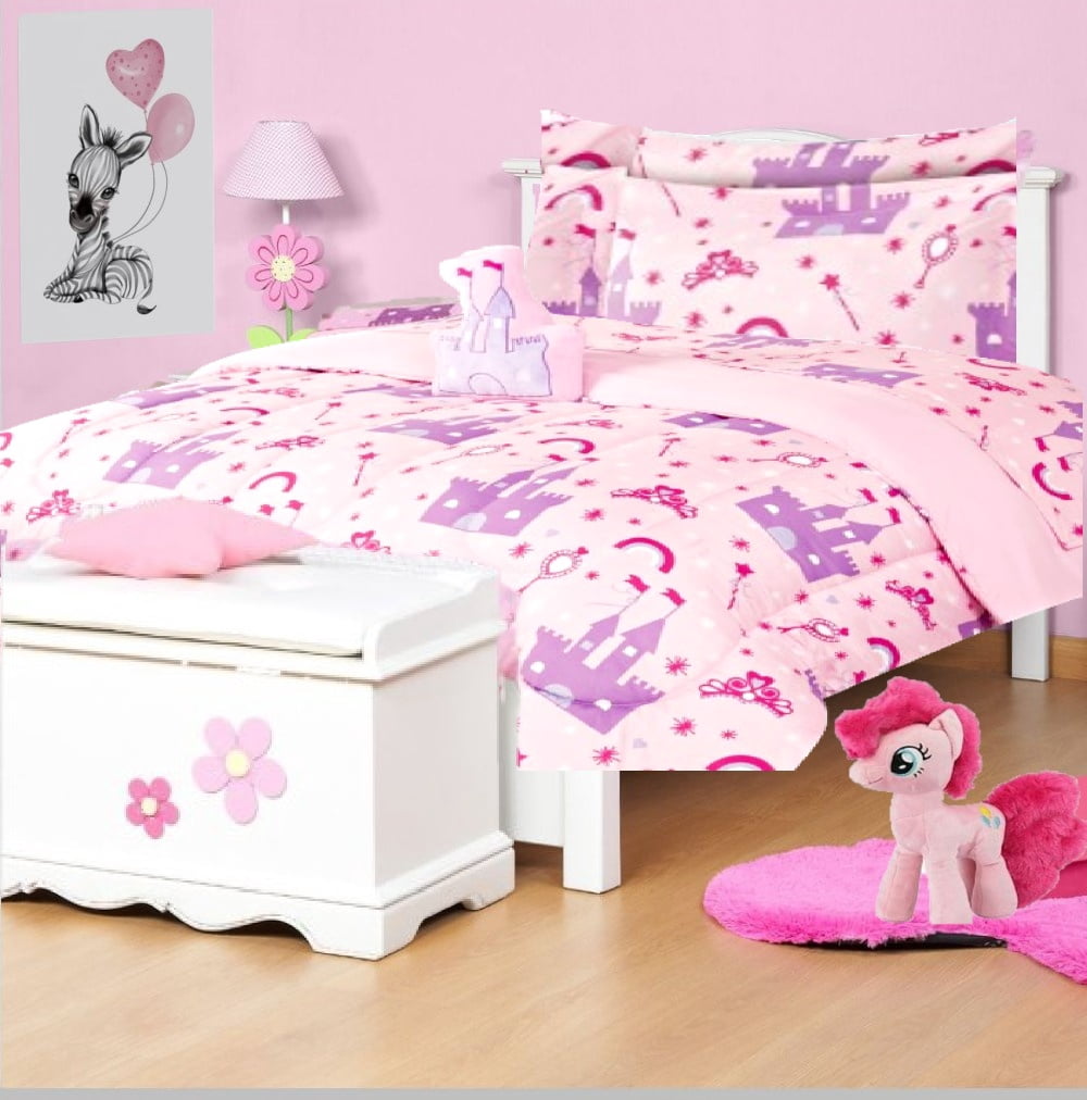 6-PC Twin Complete Bed in Bag Comforter Bedding Decor Princess Castle