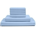 thumbnail image 1 of 6-PC Twin Egyptian 600-TC Cotton Sheet Set - 18" Deep Pockets with 1 Fitted Sheet, 1 Oversized Flat Sheet 4 Pillowcases - Light Blue, 1 of 7