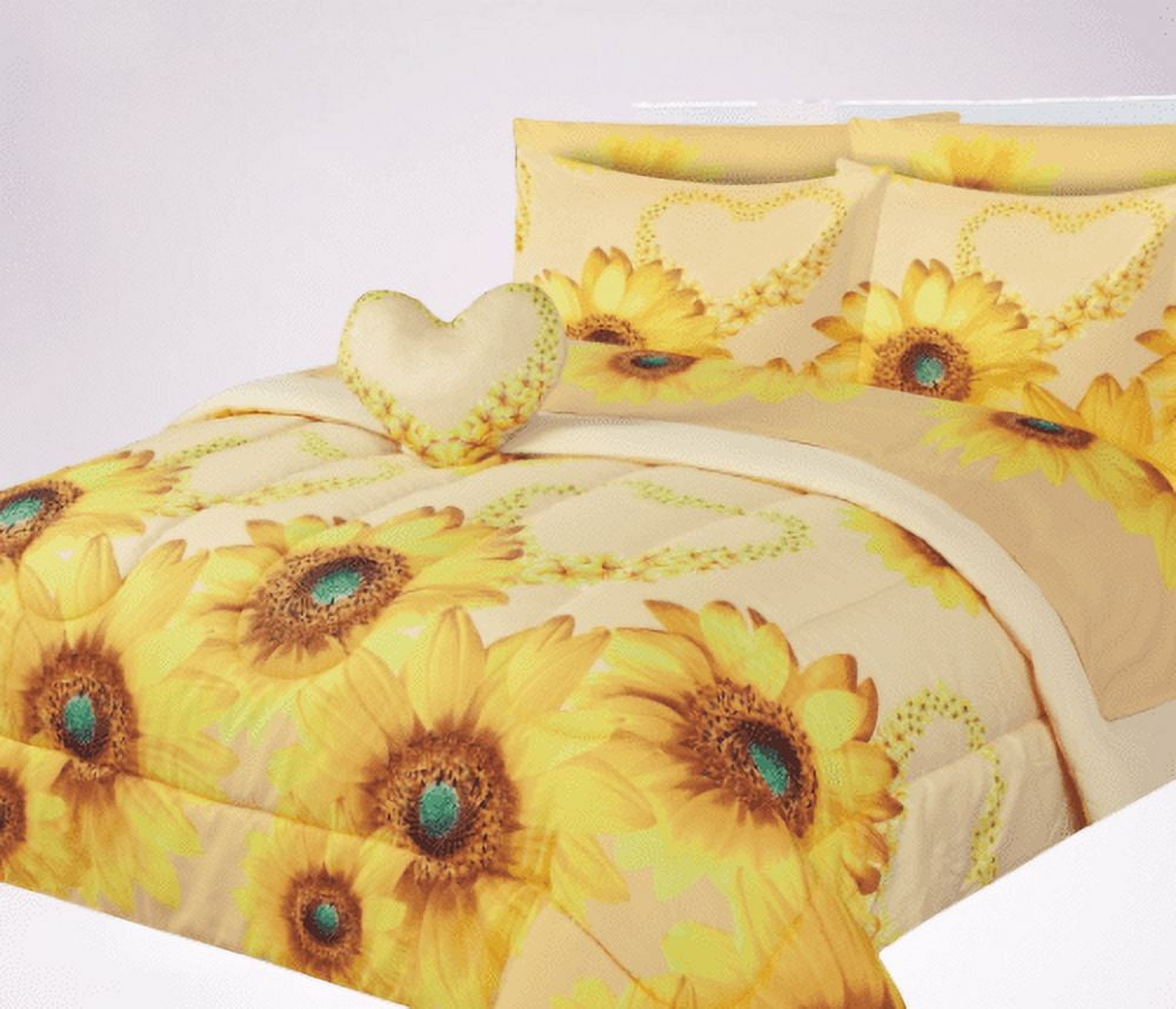 6-PC Twin Complete Bed in Bag Comforter Bedding Décor Flowers Yellow Sunflower