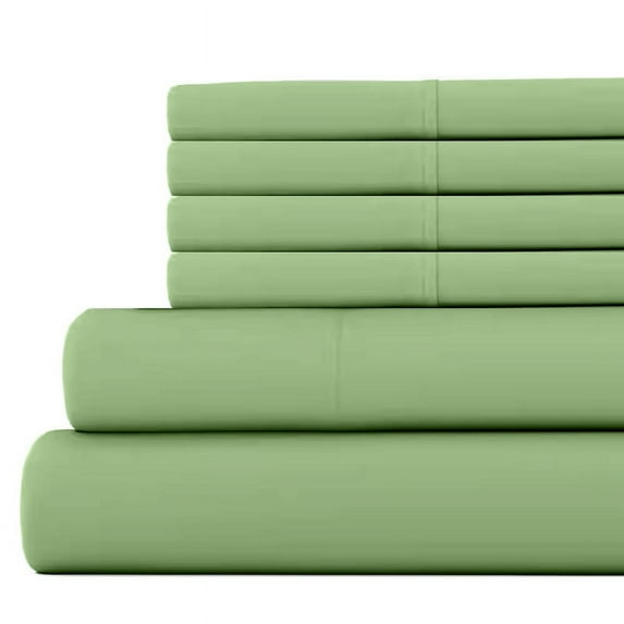 6-PC Twin XL Size Sage Color Giza 1000-Thread-Count Cotton Sheet Set - 12 Inch Deep Pockets