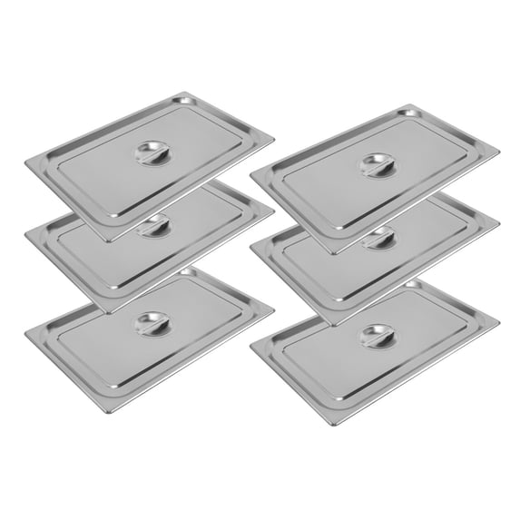 6 PCS 1/1-size LIDS Stainless Steel Steaming Prep Table Chafing Dish Cover 6 PACK 1/1-size LID Stainless Steel Steam Prep Table Chafing Dish Cover