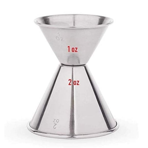 AME D'ESSENCE (6-PCS-1 & 2 Ounce) Jiggers Double Sided Stainless Steel Portion Control Cocktail Measuring Shot Bar Tool Commercial Grade
