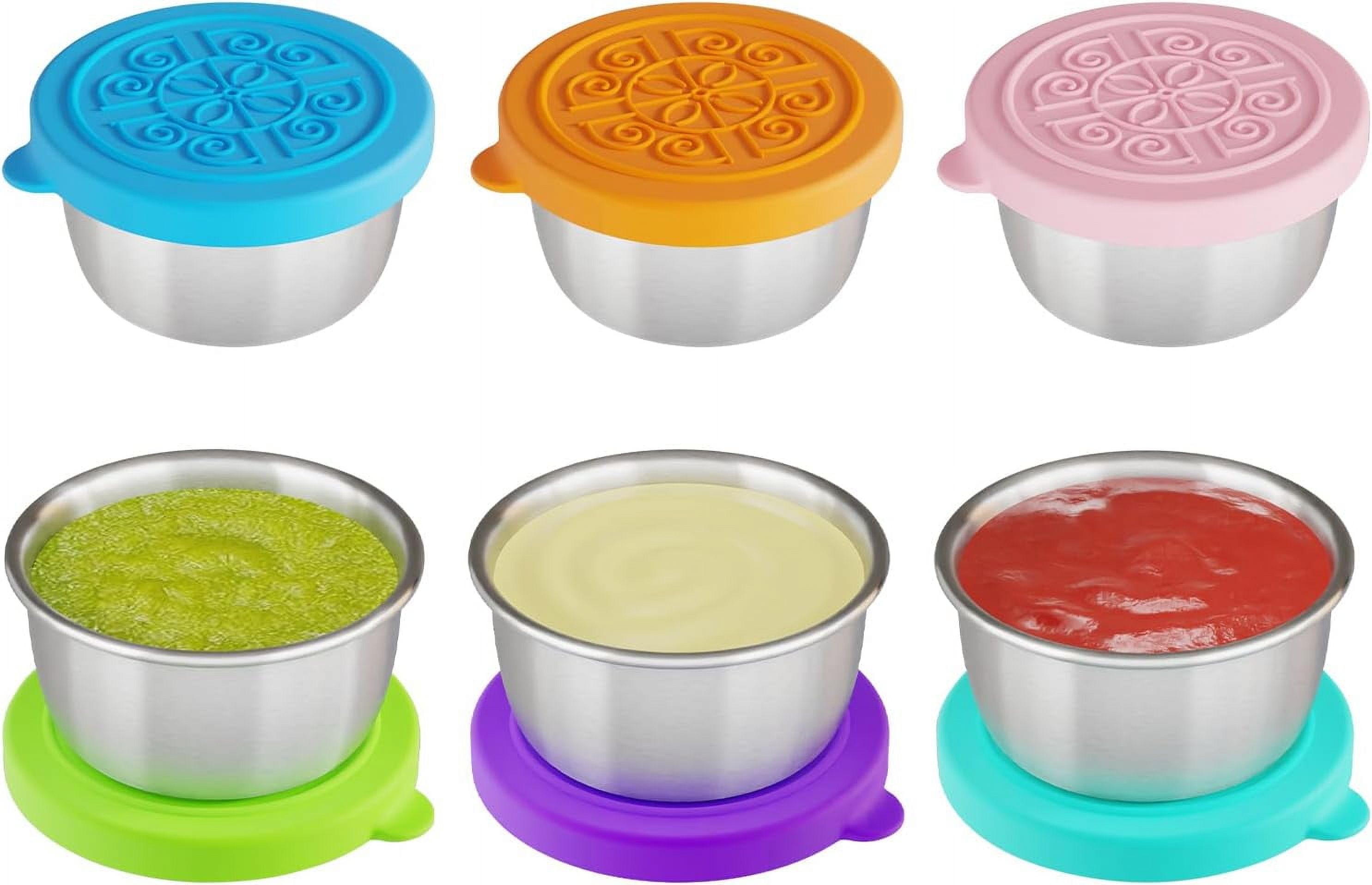 6 PCS 1.6 oz Salad Dressing Container To Go, 304 Stainless Steel Small ...