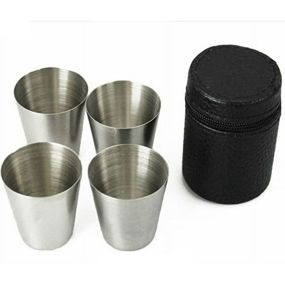 6 PCS 1 Ounce Stainless Steel Shot Cups Shot Glass Drinking Vessel with Black Carrying Case