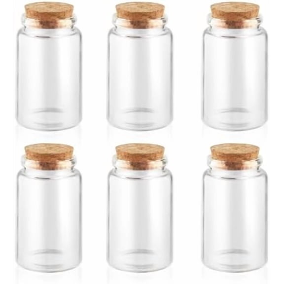 6 PCS 100ml/3.4oz Glass Bottles with Cork,Clear Spell Jars,Wish Bottles,Mini Glass Vials with Lids for Party Weddings Favors Crafts Home Decorations