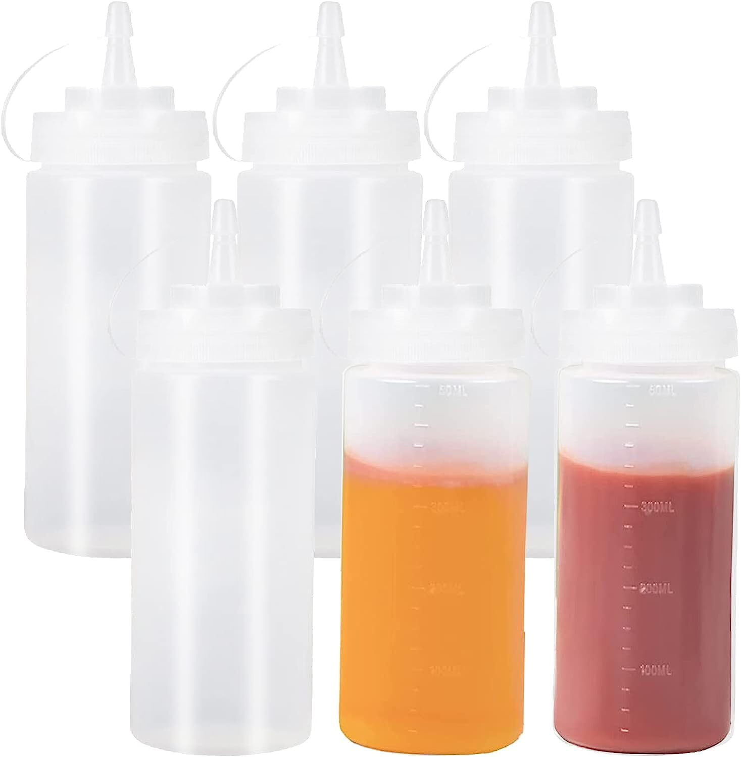 6 PCS 12oz Plastic Condiment Squeeze Bottles, Translucent Ketchup