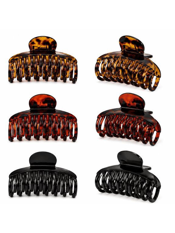 6 PCS 2.5 Inch Double Row Teeth Hair Claw Clips Small Tortoise Shell Plastic Hair Jaw Clips Hair Barrettes Thick Medium Thin Hair Clips for Women