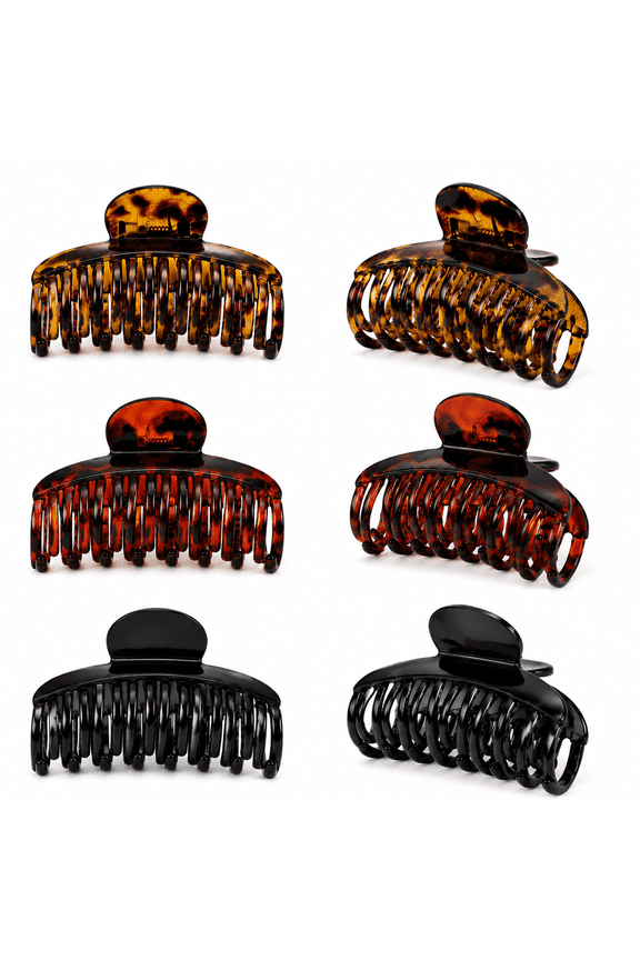 6 PCS 2.5 Inch Double Row Teeth Hair Claw Clips Small Tortoise Shell Plastic Hair Jaw Clips Hair Barrettes Thick Medium Thin Hair Clips for Women