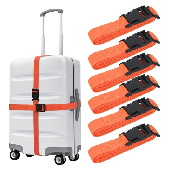 6 PCS 2.5 x 150cm Orange Luggage Nylon Straps with Quick Release Buckle Utility Straps for Travel Packing Outdoor Sports 6 Pack 2.5 x 150cm