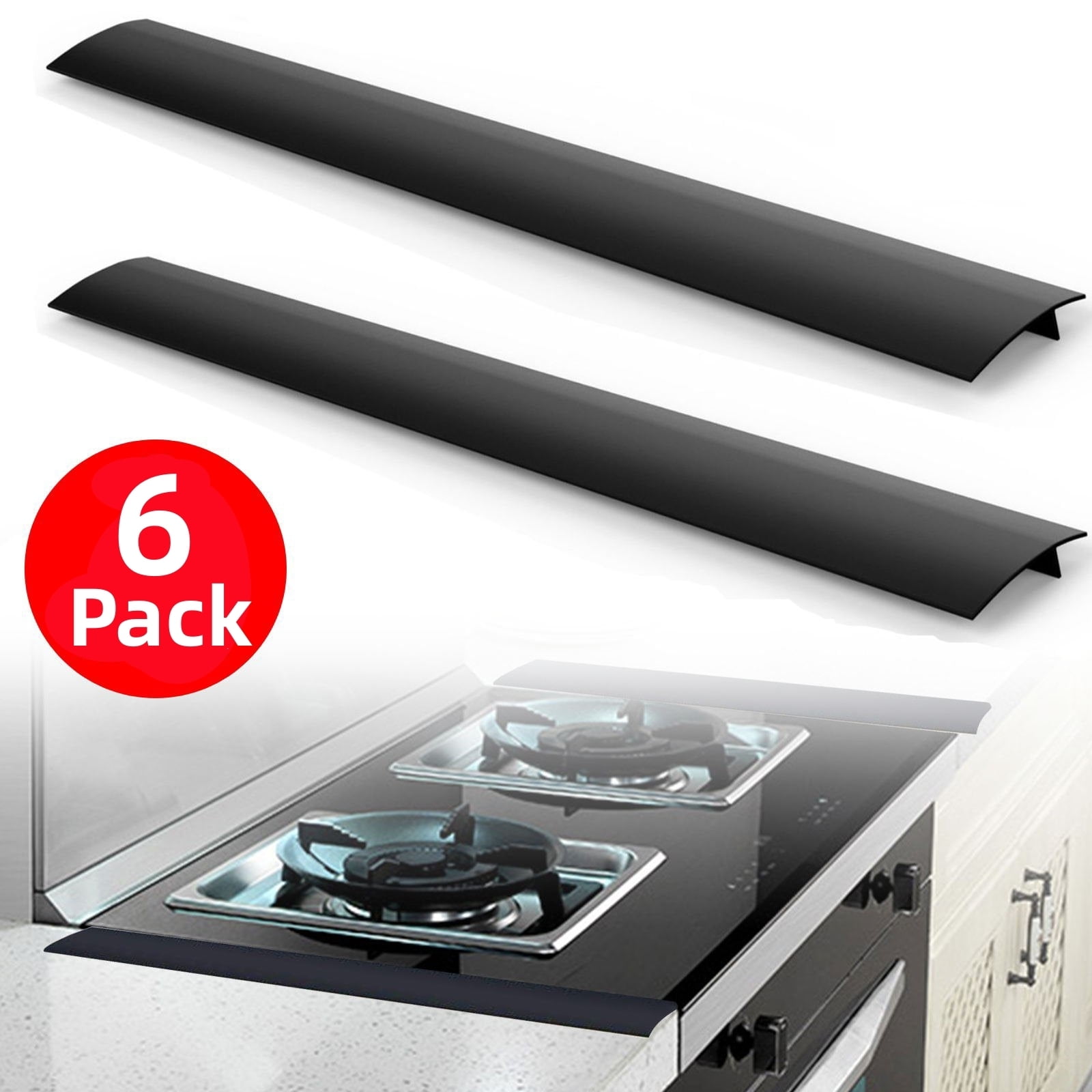 6 PCS 21 inches Silicone Stove Counter Gap Cover Seals Out Spills Between Counters, Appliances, Dryers, Stoves, Washing Machines