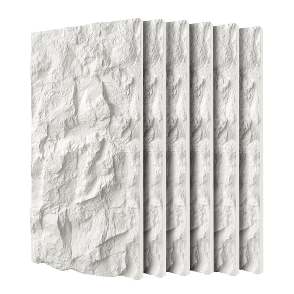 6 PCS 3D Faux Stone Wall Panels, 47.24" × 23.62", Wainscoting Panel for Interior Wall Decor