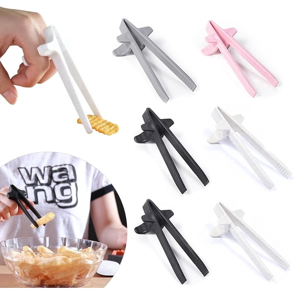 Food Grade Plastic Gaming Finger Chopsticks, 6 Pack 4 Colors, Finger Tongs for Snacking While Playing Games
