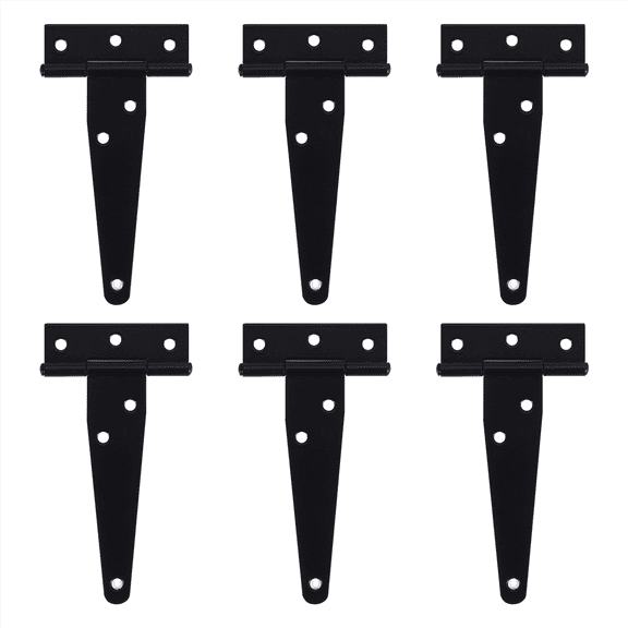 6 PCS 4 Inch T-Strap Hinges Rustic Gate Strap Hinge Rustproof Door Black for , Fence and Barn Gates