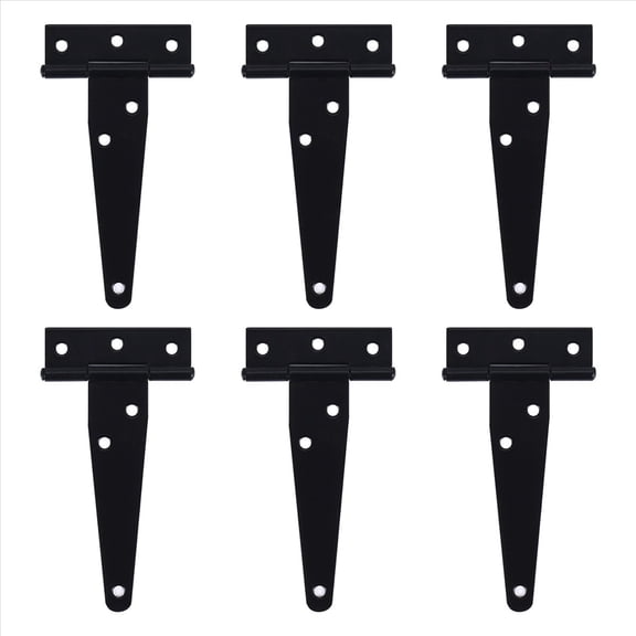 6 PCS 4 Inch T-Strap Hinges Rustic Gate Strap Hinge Rustproof Door Black for , Fence and Barn