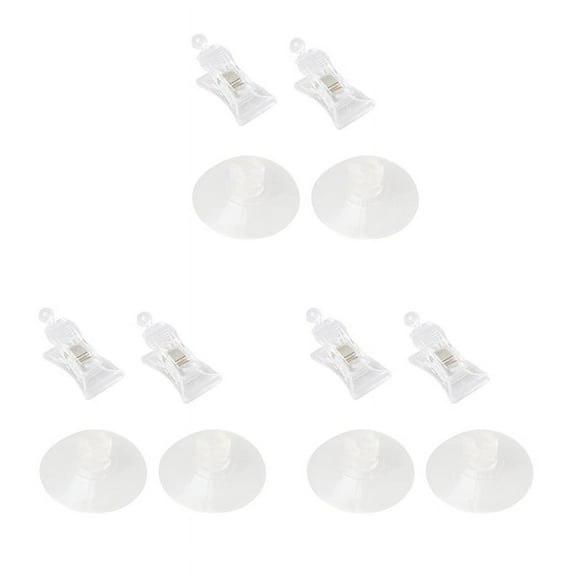 6 PCS 47mm Clear Plastic Wall Suction Cup Clip Clamp,6 x Suction Cup Clip,Clear