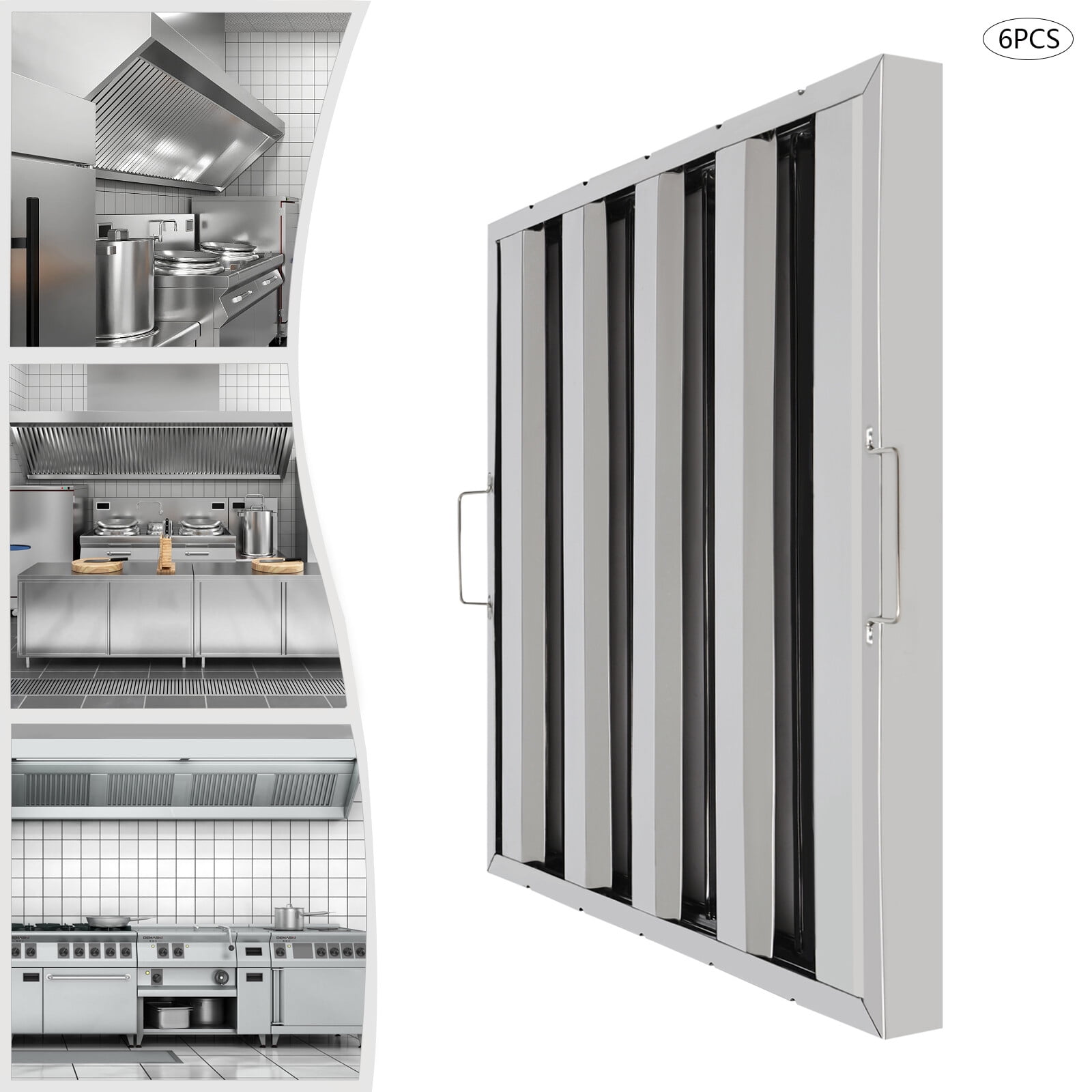 6 PCS 49.5*49.5*4.5cm Grooves Commercial Hood Filters Range Hood Filter for Home Kitchens Restaurants Hotels