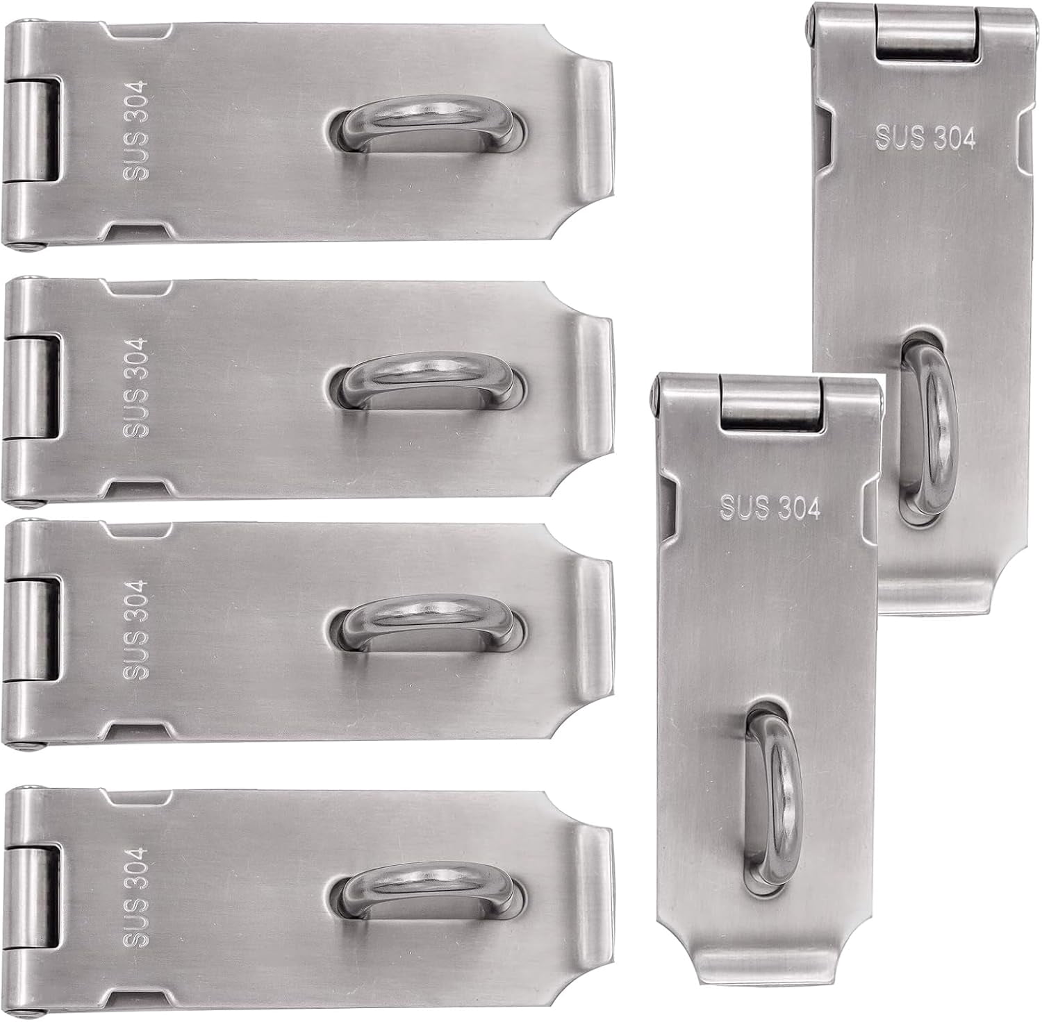 6 PCS 5 Inch Door Hasp Latch, Stainless Steel Padlock Hasp, 2mm Extra ...