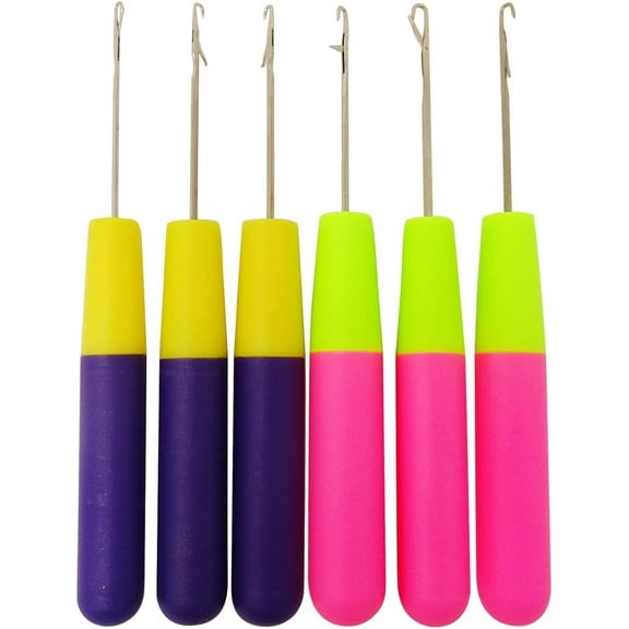 6 PCS 6.3inch Plastic Handle Latch Hook Crochet Needle Hair Hook Needle Knitting Tool