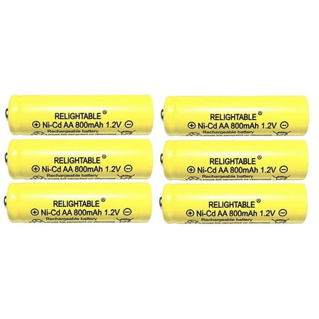 6-PCS 800mAh Rechargeable NiCd AA Ni-Cad Batteries RELIGHTABLE for Solar Lights P6